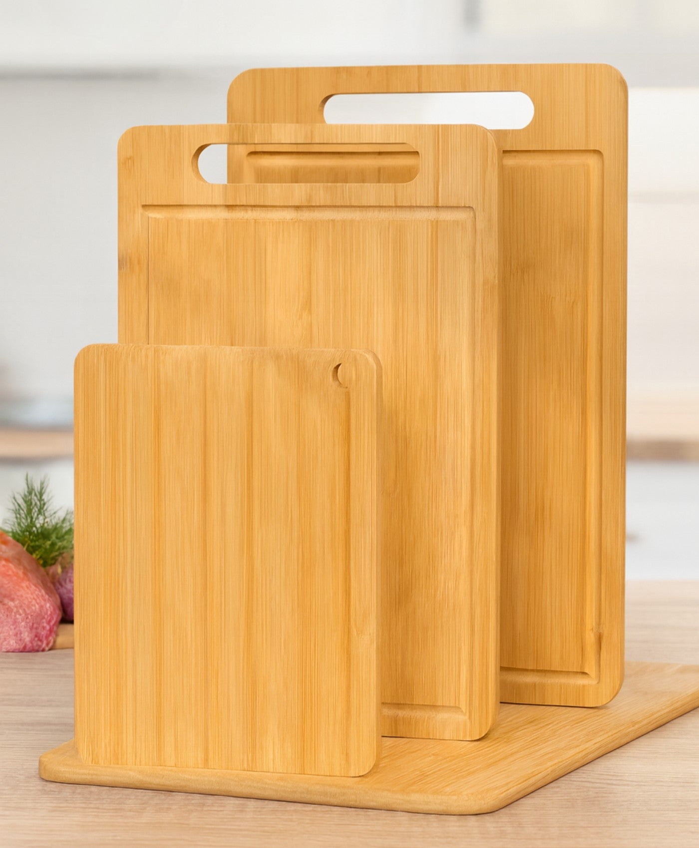 Bamboora Natural Bamboo Cutting Board – Double-Sided Kitchen Chopping & Serving Board for Vegetables, Fruits & Meat