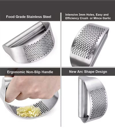 ChefMince Stainless Steel Garlic Press & Ginger Crusher – Manual Rocker Kitchen Gadget