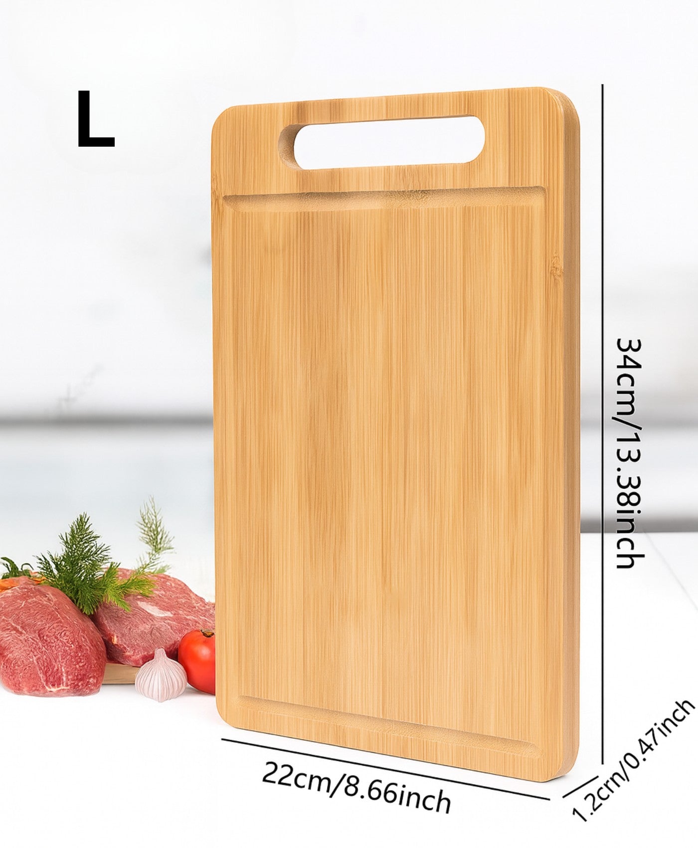 Bamboora Natural Bamboo Cutting Board – Double-Sided Kitchen Chopping & Serving Board for Vegetables, Fruits & Meat