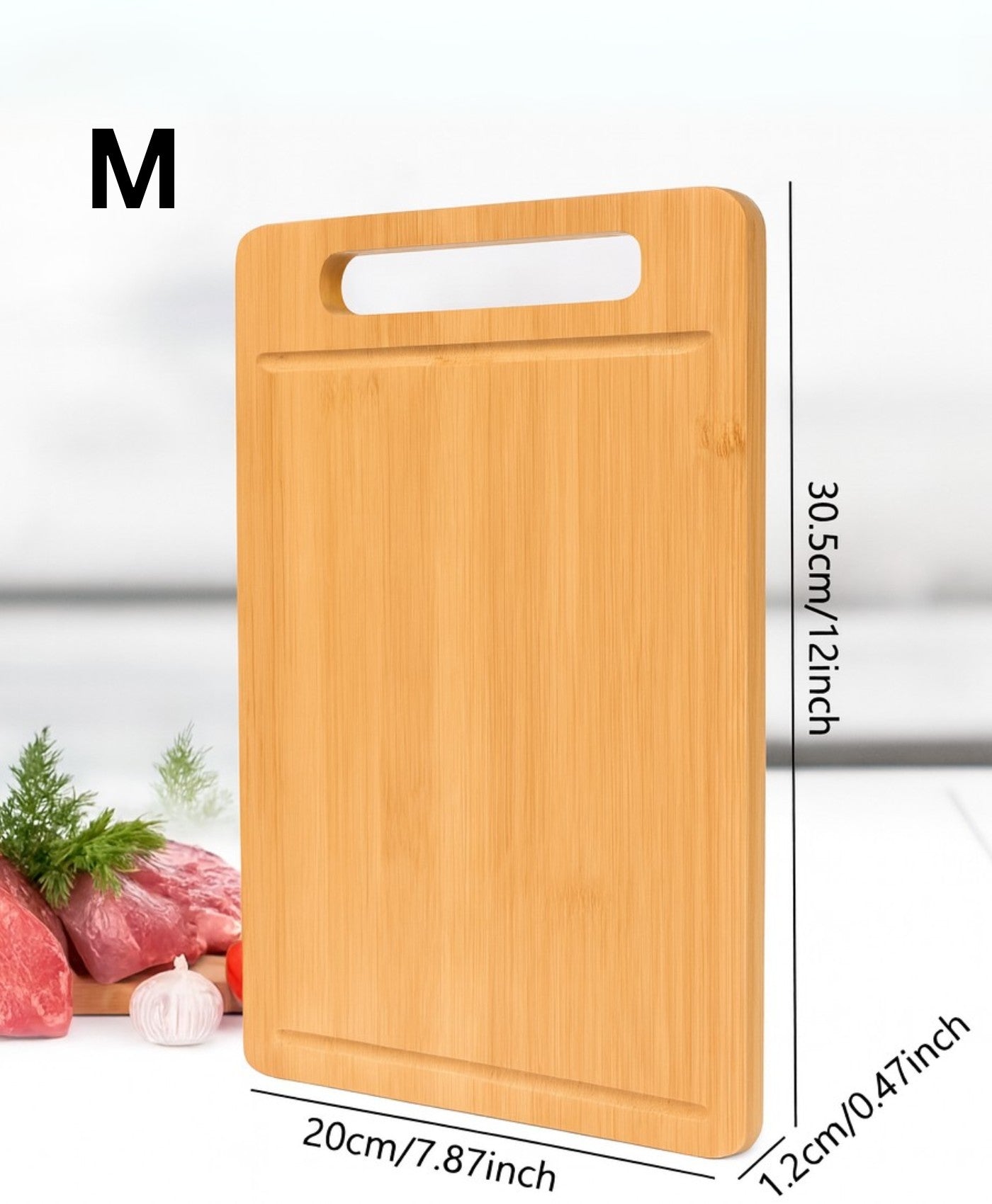 Bamboora Natural Bamboo Cutting Board – Double-Sided Kitchen Chopping & Serving Board for Vegetables, Fruits & Meat