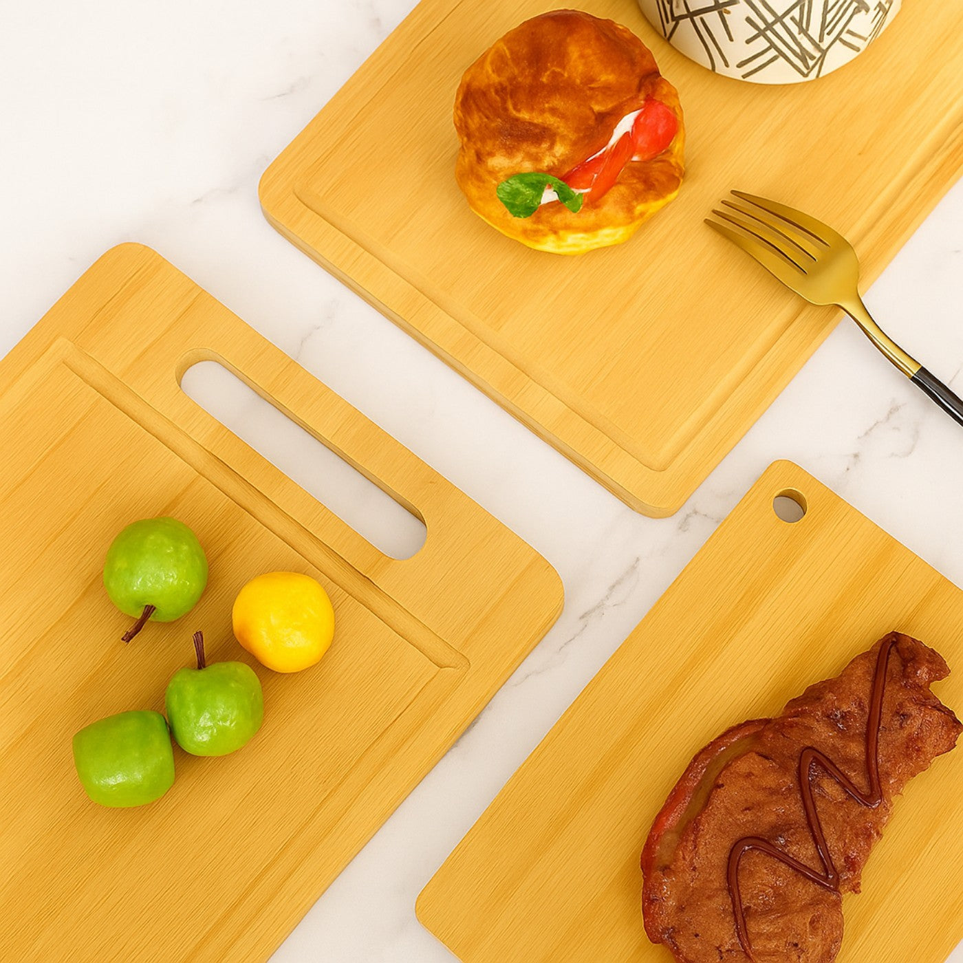 Natural Bamboo Cutting Board – Double-Sided Kitchen Chopping & Serving Board for Vegetables, Fruits & Meat