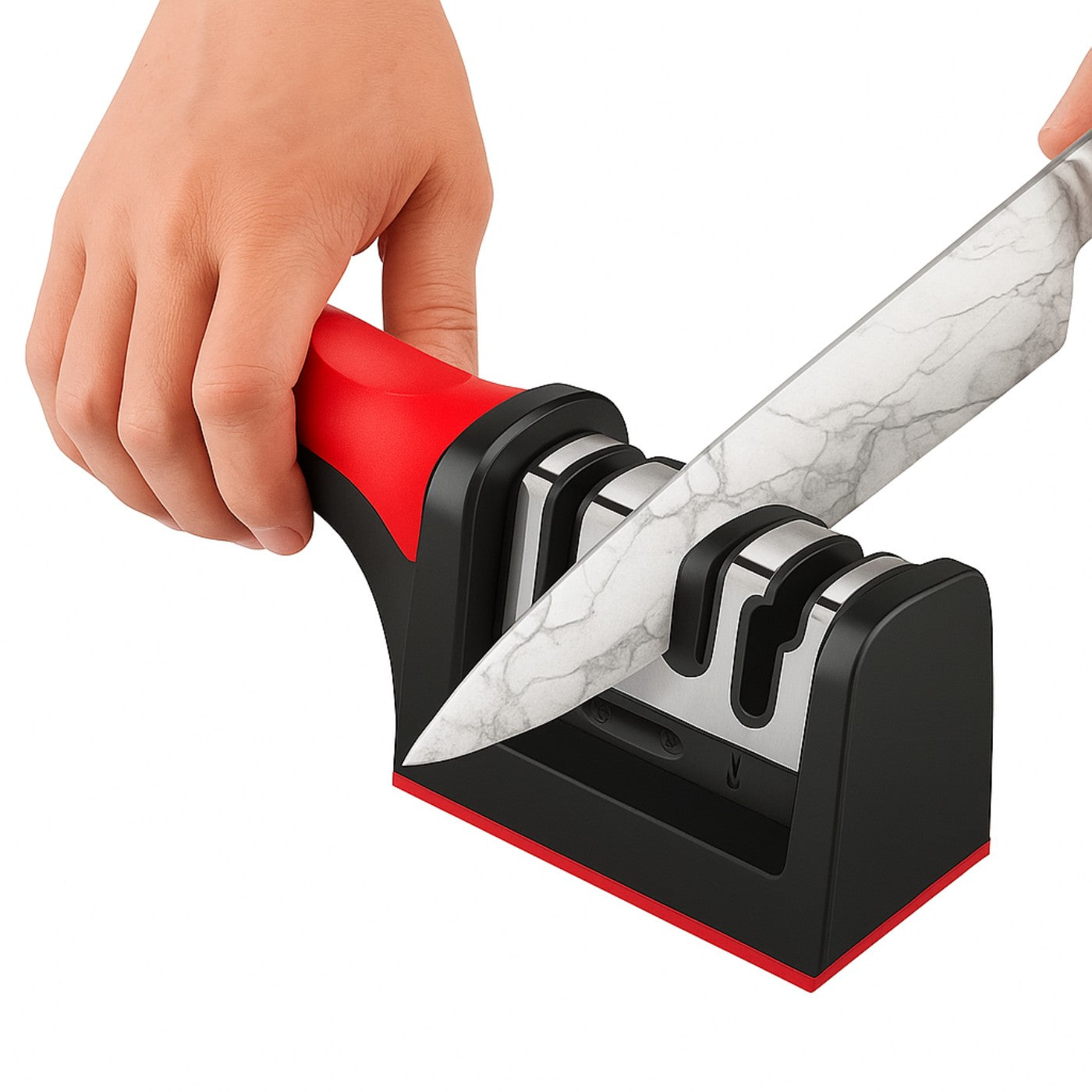 3-in-1 Knife Sharpener – Stainless Steel Kitchen Tool