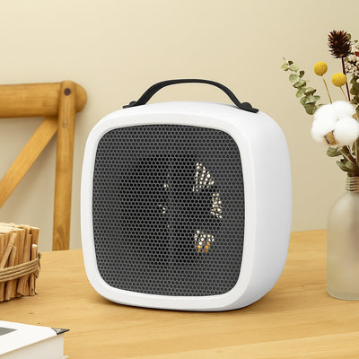 500W Portable Mini Heater PTC Ceramic – Quiet Desktop Electric Warmer Fan with US Plug for Home or Office