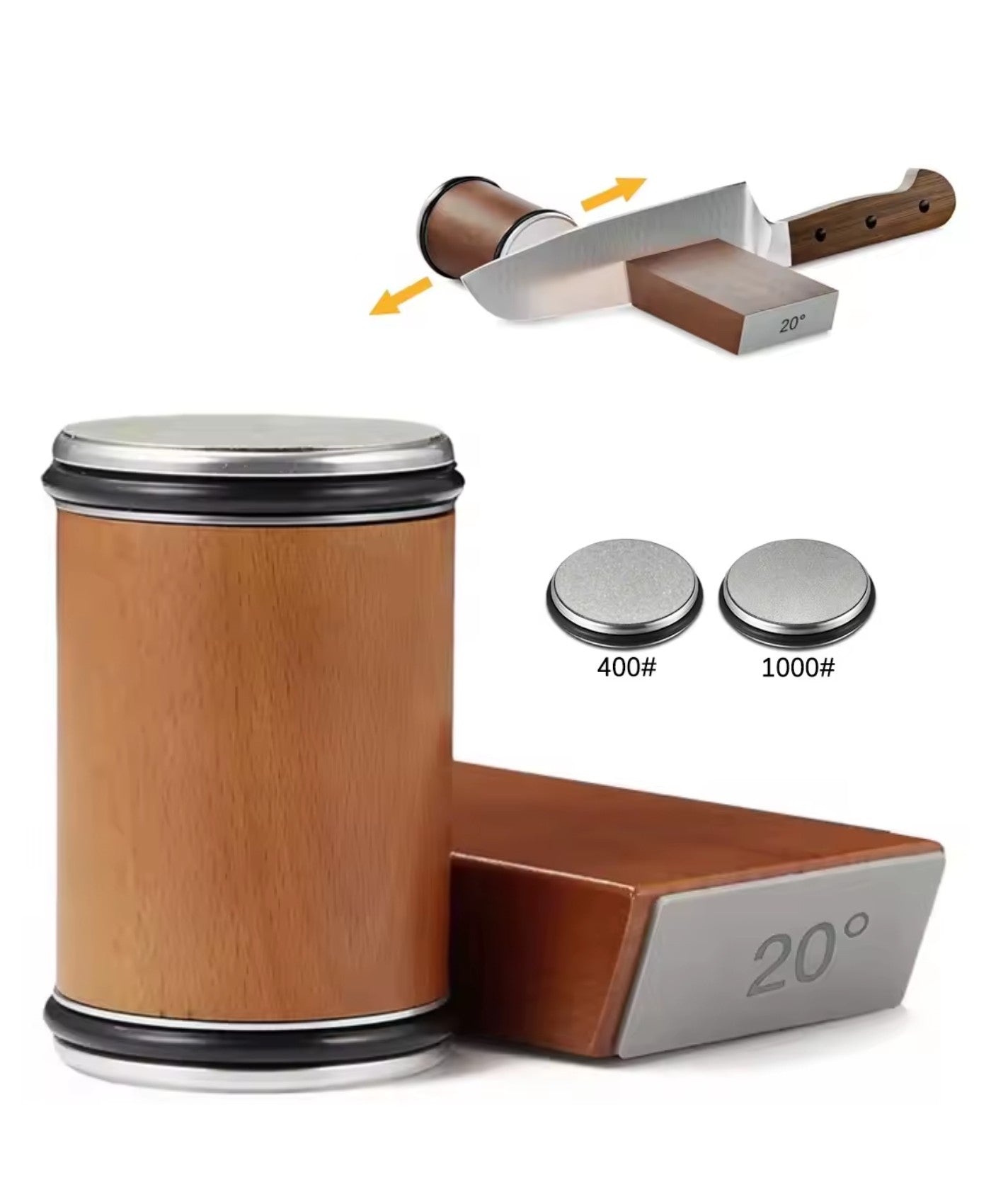 SharpEase Rolling Knife Sharpener with Magnetic Holder & Diamond Stone – 15°/20° Angles